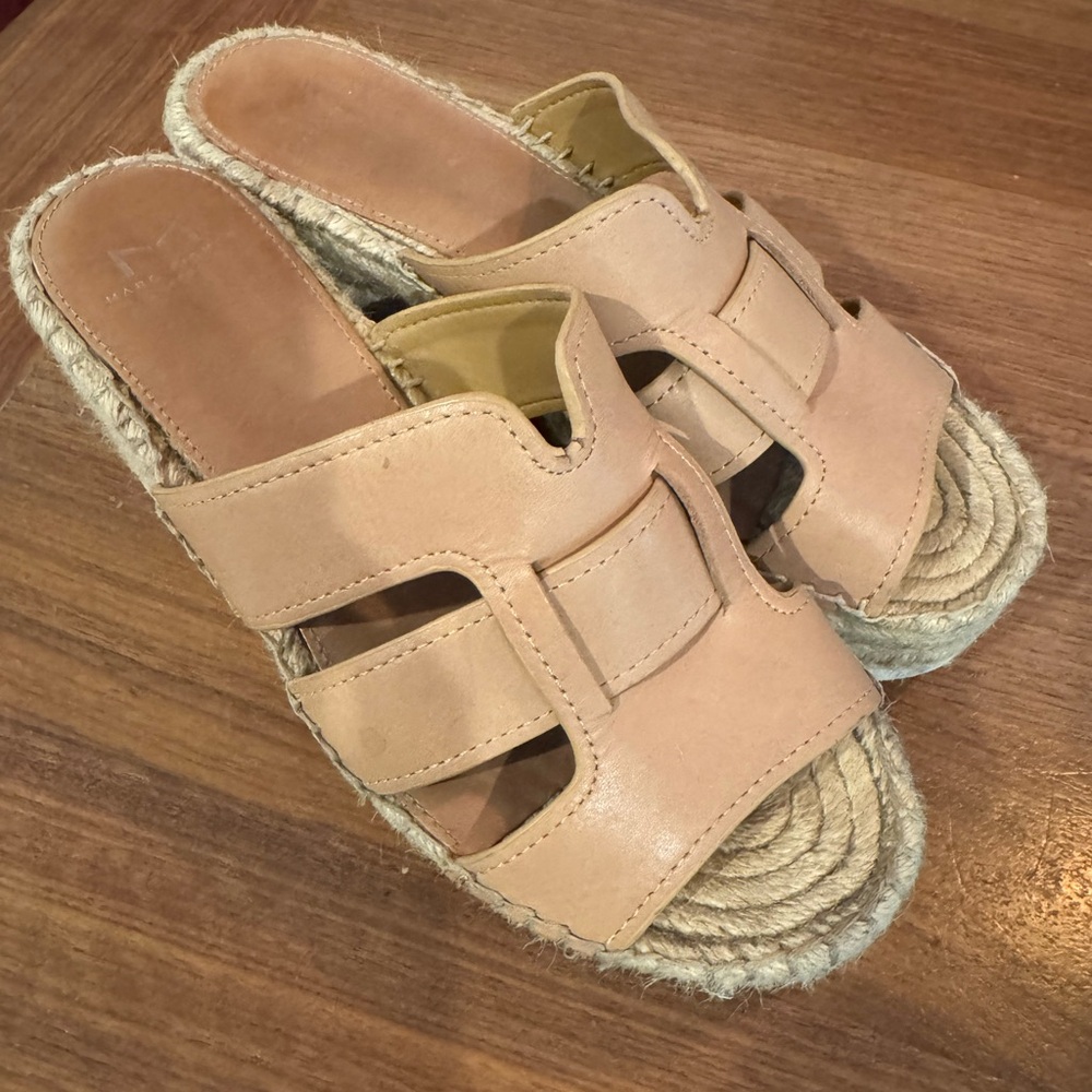 Marc Fisher Beige Wedge Espadrilles